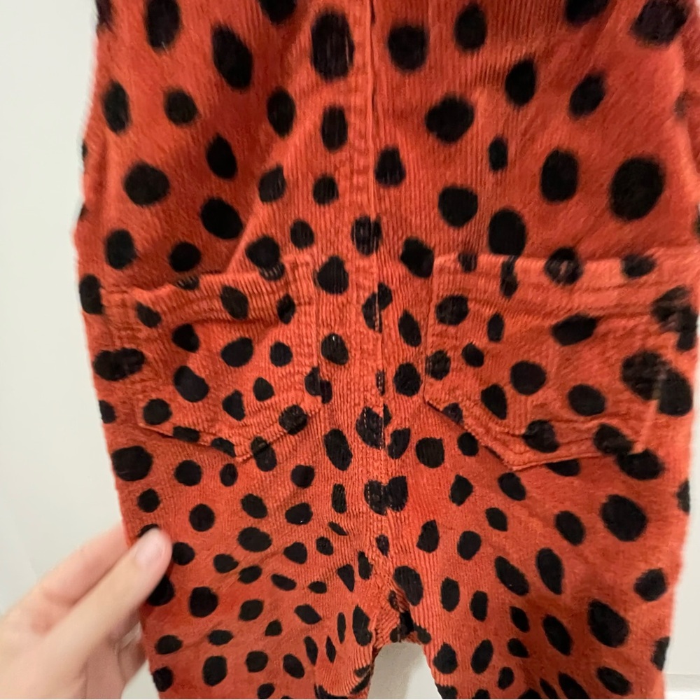 Hanna Anderson Corduroy Overalls. Animal print. Burnt Orange Size 12-18 Month - Picture 10 of 13